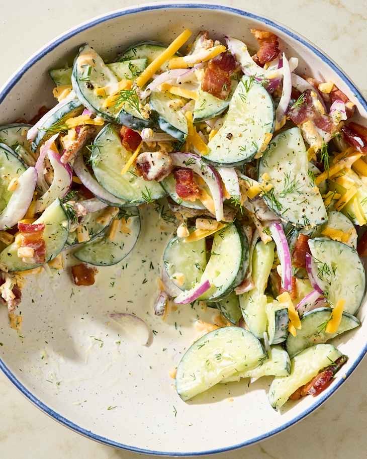 Creamy Cucumber Salad with Bacon & Cheddar